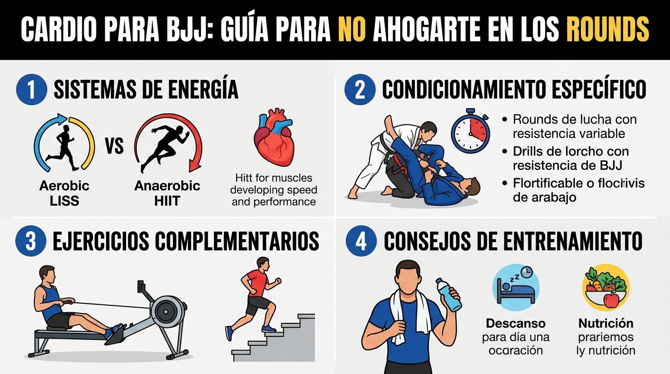 Cardio para BJJ: guía para no ahogarte en los rounds